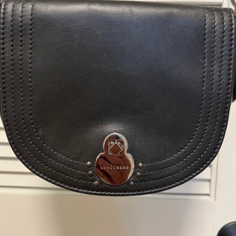 Longchamp Small Cavalcade Leather Saddle Bag Crossbody ~NWOT~ Black